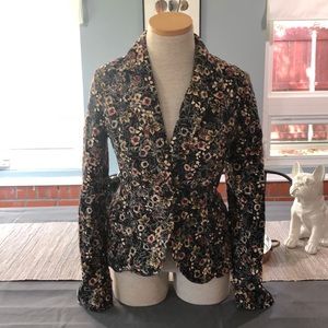 Blue floral velvet blazer from Anthropologie